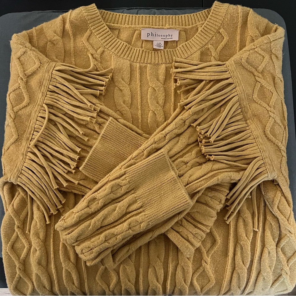 Philosophy Fringe Sleeve Detail super Soft Sweater Viscose Blend - Picture 4 of 7